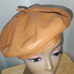 Tan Leather Beret